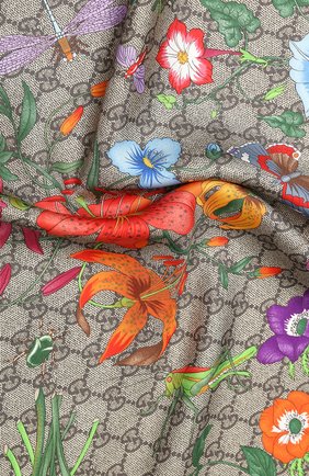 Женский шелковый платок GUCCI бежевого цвета по цене 36700 руб., арт. 602585/3G001 | Фото 2 Женский шелковый платок GUCCI бежевого цвета, арт. 602585/3G001 | Фото 2