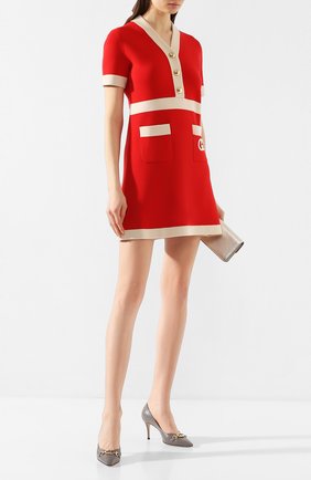 Женское шерстяное платье GUCCI красного цвета по цене 138600 руб., арт. 606017/XKA4A | Фото 2 Женское шерстяное платье GUCCI красного цвета, арт. 606017/XKA4A | Фото 2
