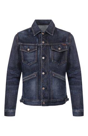 Мужская джинсовая куртка TOM FORD темно-синего цвета, арт. BUJ31/TFD111 | Фото 1 (Длина (верхняя одежда): Короткие; Материал внешний: Хлопок, Деним; Рукава: Длинные; Мужское Кросс-КТ: Верхняя одежда; Кросс-КТ: Куртка, Деним; Статус проверки: Проверена категория; Региональные ограничения белый список (Axapta Mercury): RU)