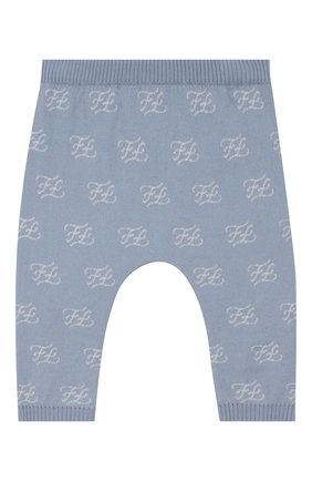 Детские хлопковые брюки FENDI голубого цвета по цене 15850 руб., арт. BUG042/A3TE/3M-9M | Фото 2 Детские хлопковые брюки FENDI голубого цвета, арт. BUG042/A3TE/3M-9M | Фото 2