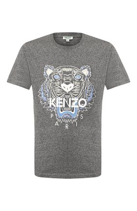Мужская хлопковая футболка KENZO серого цвета по цене 8795 руб., арт. FA55TS0504YA | Фото 1 Мужская хлопковая футболка KENZO серого цвета, арт. FA55TS0504YA | Фото 1