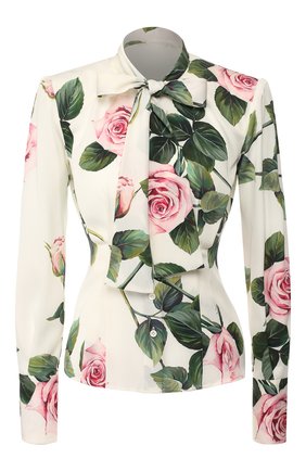 Женская шелковая блузка DOLCE & GABBANA белого цвета по цене 83150 руб., арт. F5L51T/FSAZD | Фото 1 Женская шелковая блузка DOLCE & GABBANA белого цвета, арт. F5L51T/FSAZD | Фото 1