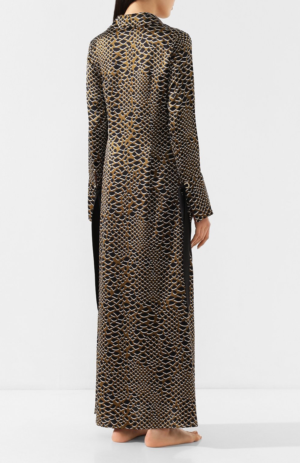 Женская шелковое платье OLIVIA VON HALLE коричневого цвета, арт. PS2053 | Фото 4 (Материал внешний: Шелк; Женское Кросс-КТ: Платье-белье; Статус проверки: Проверена категория)