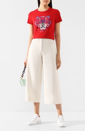 Женская хлопковая футболка KENZO красного цвета по цене 8350 руб., арт. FA52TS7214YB | Фото 2 Женская хлопковая футболка KENZO красного цвета, арт. FA52TS7214YB | Фото 2