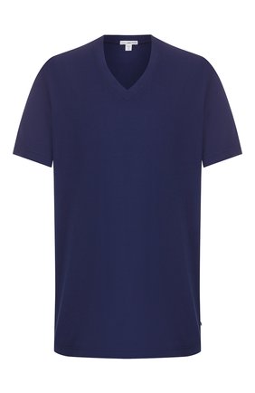 Мужская хлопковая футболка JAMES PERSE синего цвета, арт. MLJ3352 | Фото 1 (Материал внешний: Хлопок; Принт: Без принта; Длина (для топов): Стандартные; Стили: Кэжуэл; Мужское Кросс-КТ: Футболка-одежда; Рукава: Короткие; Статус проверки: Проверена категория)