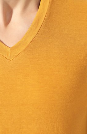 Мужская хлопковая футболка JAMES PERSE желтого цвета, арт. MLJ3352 | Фото 5 (Принт: Без принта; Рукава: Короткие; Длина (для топов): Стандартные; Мужское Кросс-КТ: Футболка-одежда; Материал внешний: Хлопок; Стили: Кэжуэл; Статус проверки: Проверена категория)