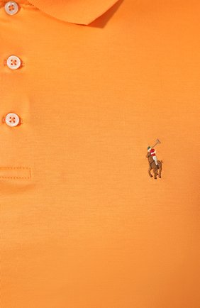 Мужское хлопковое поло POLO RALPH LAUREN оранжевого цвета, арт. 710652578 | Фото 5 (Застежка: Пуговицы; Рукава: Короткие; Длина (для топов): Стандартные; Материал внешний: Хлопок; Статус проверки: Проверена категория)