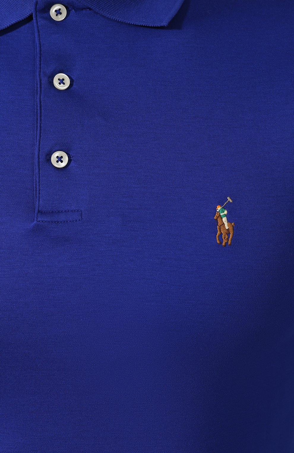 Мужское хлопковое поло POLO RALPH LAUREN синего цвета, арт. 710652578 | Фото 5 (Застежка: Пуговицы; Рукава: Короткие; Длина (для топов): Стандартные; Материал внешний: Хлопок; Статус проверки: Проверена категория)
