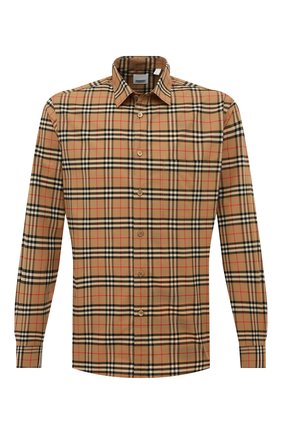 Мужская хлопковая рубашка BURBERRY бежевого цвета по цене 37200 руб., арт. 8020966 | Фото 1 Мужская хлопковая рубашка BURBERRY бежевого цвета, арт. 8020966 | Фото 1