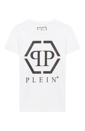 Детская хлопковая футболка PHILIPP PLEIN белого цвета по цене 13600 руб., арт. S20C BTK0897 PJY002N | Фото 1 Детская хлопковая футболка PHILIPP PLEIN белого цвета, арт. S20C BTK0897 PJY002N | Фото 1