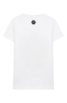 Детская хлопковая футболка PHILIPP PLEIN белого цвета по цене 13600 руб., арт. S20C BTK0897 PJY002N | Фото 2 Детская хлопковая футболка PHILIPP PLEIN белого цвета, арт. S20C BTK0897 PJY002N | Фото 2