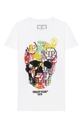 Детская хлопковая футболка PHILIPP PLEIN белого цвета по цене 15850 руб., арт. S20C BTK0895 PJY002N | Фото 1 Детская хлопковая футболка PHILIPP PLEIN белого цвета, арт. S20C BTK0895 PJY002N | Фото 1