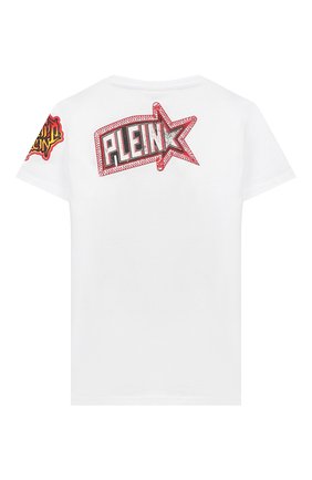 Детская хлопковая футболка PHILIPP PLEIN белого цвета по цене 18100 руб., арт. S20C BTK0843 PJY002N | Фото 2 Детская хлопковая футболка PHILIPP PLEIN белого цвета, арт. S20C BTK0843 PJY002N | Фото 2