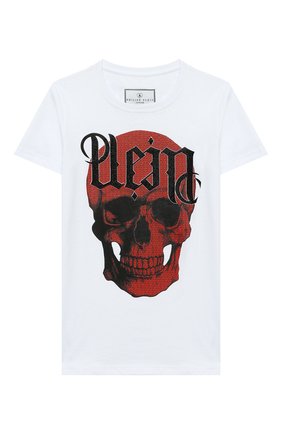 Детская хлопковая футболка PHILIPP PLEIN белого цвета по цене 13600 руб., арт. S20C BTK0855 PJY002N | Фото 1 Детская хлопковая футболка PHILIPP PLEIN белого цвета, арт. S20C BTK0855 PJY002N | Фото 1