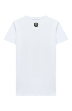 Детская хлопковая футболка PHILIPP PLEIN белого цвета по цене 13600 руб., арт. S20C BTK0855 PJY002N | Фото 2 Детская хлопковая футболка PHILIPP PLEIN белого цвета, арт. S20C BTK0855 PJY002N | Фото 2
