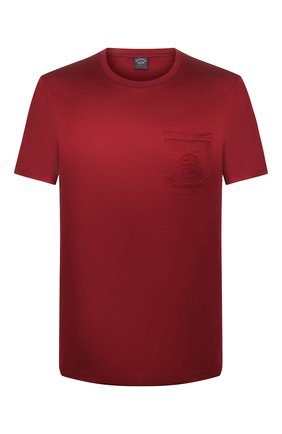 Мужская хлопковая футболка PAUL&SHARK бордового цвета, арт. C0P1011/C00 | Фото 1 (Статус проверки: Проверена категория; Рукава: Короткие; Материал внешний: Хлопок; Принт: Без принта; Длина (для топов): Стандартные; Стили: Кэжуэл)