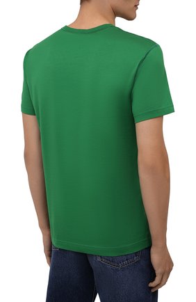 Мужская хлопковая футболка DOLCE & GABBANA зеленого цвета, арт. G8KJ9T/FU7EQ | Фото 4 (Принт: Без принта; Рукава: Короткие; Длина (для топов): Стандартные; Мужское Кросс-КТ: Футболка-одежда; Материал внешний: Хлопок; Стили: Кэжуэл)