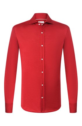 Мужская рубашка из шелка и хлопка BRUNELLO CUCINELLI красного цвета по цене 57500 руб., арт. MTS466686 | Фото 1 Мужская рубашка из шелка и хлопка BRUNELLO CUCINELLI красного цвета, арт. MTS466686 | Фото 1 (Материал внешний: Хлопок, Шелк; Рукава: Длинные; Длина (для топов): Стандартные; Случай: Повседневный; Воротник: Акула; Манжеты: На пуговицах; Мужское Кросс-КТ: Рубашка-одежда; Принт: Однотонные)