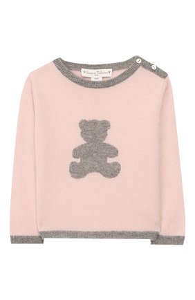 Детский кашемировый пуловер OSCAR ET VALENTINE розового цвета, арт. PULBEAR1S | Фото 1 (Статус проверки: Проверена категория; Ростовка одежда: 12 мес | 80 см, 18 мес | 86 см, 2 года | 92 см)