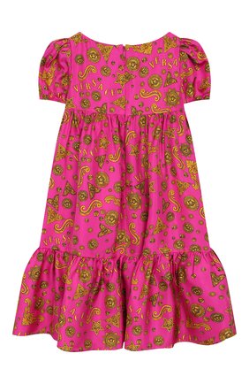Детское шелковое платье VERSACE розового цвета по цене 43850 руб., арт. YC000193/A232649/4A-6A | Фото 2 Детское шелковое платье VERSACE розового цвета, арт. YC000193/A232649/4A-6A | Фото 2 (Материал подклада: Вискоза; Материал внешний: Шелк; Рукава: Короткие; Статус проверки: Проверена категория; Принт: С принтом; Девочки Кросс-КТ: Платье-одежда; Случай: Повседневный)