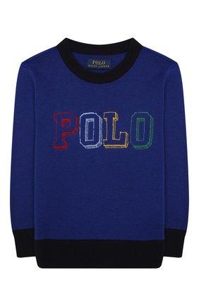 Детский хлопковый пуловер POLO RALPH LAUREN синего цвета по цене 9950 руб., арт. 322787105 | Фото 1 Детский хлопковый пуловер POLO RALPH LAUREN синего цвета, арт. 322787105 | Фото 1