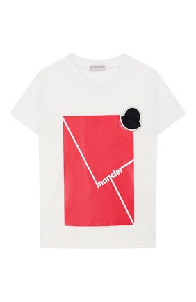 Детская хлопковая футболка MONCLER белого цвета по цене 8585 руб., арт. F1-954-8C702-20-83907/4-6A | Фото 1 Детская хлопковая футболка MONCLER белого цвета, арт. F1-954-8C702-20-83907/4-6A | Фото 1