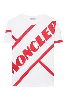 Детская хлопковая футболка MONCLER белого цвета по цене 8585 руб., арт. F1-954-8C701-20-83907/12-14A | Фото 1 Детская хлопковая футболка MONCLER белого цвета, арт. F1-954-8C701-20-83907/12-14A | Фото 1