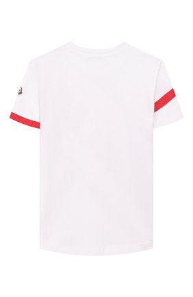Детская хлопковая футболка MONCLER белого цвета по цене 8585 руб., арт. F1-954-8C701-20-83907/12-14A | Фото 2 Детская хлопковая футболка MONCLER белого цвета, арт. F1-954-8C701-20-83907/12-14A | Фото 2