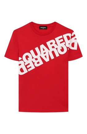Детская хлопковая футболка DSQUARED2 красного цвета по цене 8995 руб., арт. DQ03WA-D00W5 | Фото 1 Детская хлопковая футболка DSQUARED2 красного цвета, арт. DQ03WA-D00W5 | Фото 1
