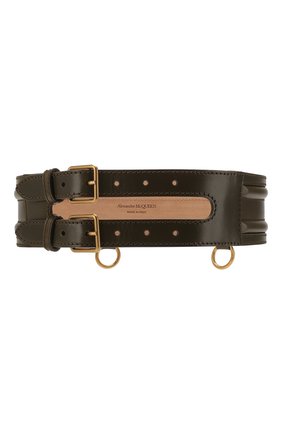 Женский кожаный пояс ALEXANDER MCQUEEN хаки цвета по цене 49000 руб., арт. 610545/1BR00 | Фото 1 Женский кожаный пояс ALEXANDER MCQUEEN хаки цвета, арт. 610545/1BR00 | Фото 1