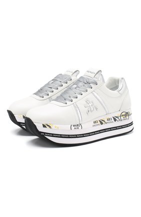 Женские кожаные кроссовки beth PREMIATA серебряного цвета по цене 23050 руб., арт. BETH/VAR4517 | Фото 1 Женские кожаные кроссовки beth PREMIATA серебряного цвета, арт. BETH/VAR4517 | Фото 1