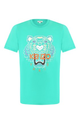 Мужская хлопковая футболка KENZO бирюзового цвета по цене 8795 руб., арт. FA55TS0504YA | Фото 1 Мужская хлопковая футболка KENZO бирюзового цвета, арт. FA55TS0504YA | Фото 1
