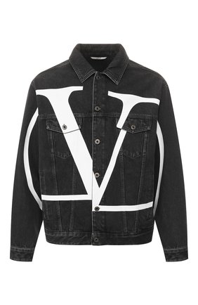 Мужская джинсовая куртка VALENTINO черно-белого цвета, арт. TV3DC00K606 | Фото 1 (Материал внешний: Хлопок, Деним; Длина (верхняя одежда): Короткие; Рукава: Длинные; Мужское Кросс-КТ: Верхняя одежда; Кросс-КТ: Куртка, Деним)