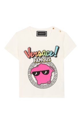 Детский хлопковая футболка VERSACE белого цвета по цене 6510 руб., арт. YA000154/YA00019 | Фото 1 Детский хлопковая футболка VERSACE белого цвета, арт. YA000154/YA00019 | Фото 1