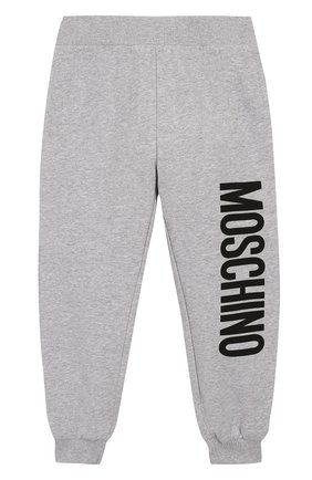 Детского хлопковые джоггеры MOSCHINO KID серого цвета по цене 5795 руб., арт. HUP03L/LDA00/4A-8A | Фото 1 Детского хлопковые джоггеры MOSCHINO KID серого цвета, арт. HUP03L/LDA00/4A-8A | Фото 1