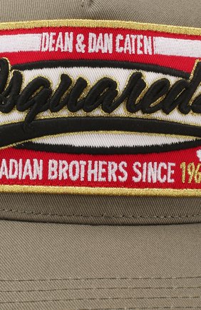 Детская хлопковая бейсболка DSQUARED2 хаки цвета по цене 7445 руб., арт. DQ03XD-D00I8 | Фото 3 Детская хлопковая бейсболка DSQUARED2 хаки цвета, арт. DQ03XD-D00I8 | Фото 3
