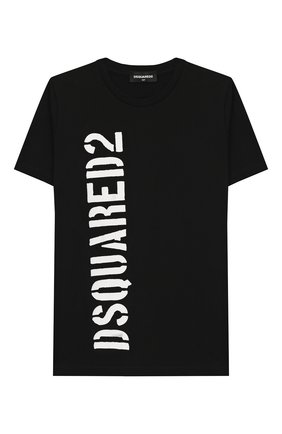 Детская хлопковая футболка DSQUARED2 черного цвета по цене 6620 руб., арт. DQ03W6-D00W5 | Фото 1 Детская хлопковая футболка DSQUARED2 черного цвета, арт. DQ03W6-D00W5 | Фото 1