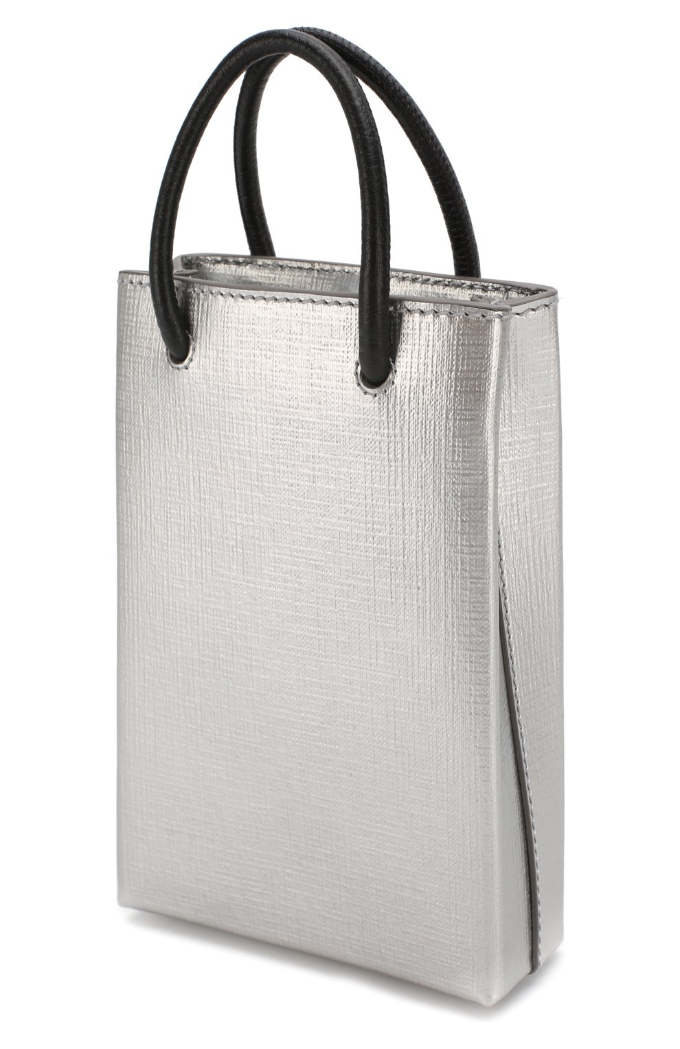 Кожаный чехол shopping для телефона BALENCIAGA серебряного цвета, арт. 593826/0AI4N | Фото 3 (Женское Кросс-КТ: Кожа iPhone; Материал: Кожа)