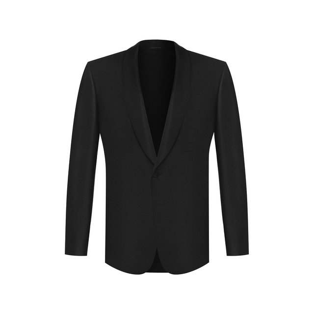 Пиджак из смеси шелка и шерсти Giorgio Armani черного цвета