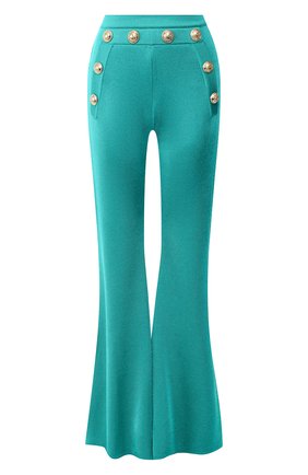 Женские брюки из вискозы BALMAIN бирюзового цвета по цене 114500 руб., арт. TF15236/K043 | Фото 1 Женские брюки из вискозы BALMAIN бирюзового цвета, арт. TF15236/K043 | Фото 1