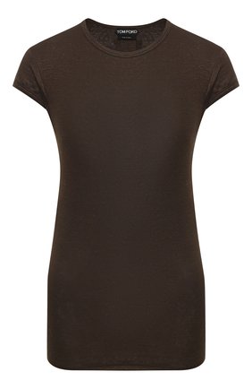 Женская льняная футболка TOM FORD хаки цвета по цене 49050 руб., арт. TSJ295-FAX609 | Фото 1 Женская льняная футболка TOM FORD хаки цвета, арт. TSJ295-FAX609 | Фото 1
