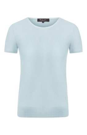 Женский топ из смеси шелка и хлопка LORO PIANA голубого цвета по цене 96100 руб., арт. FAG1725 | Фото 1 Женский топ из смеси шелка и хлопка LORO PIANA голубого цвета, арт. FAG1725 | Фото 1