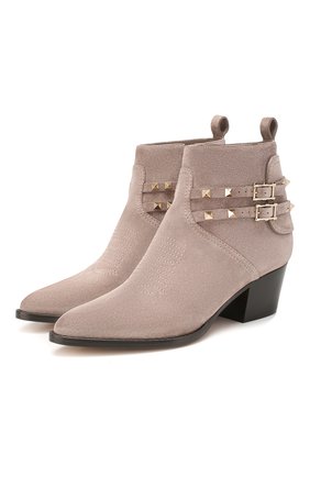 Замшевые ботильоны Valentino Garavani Rockstud | Фото №1 Замшевые ботильоны Valentino Garavani Rockstud | Фото №1