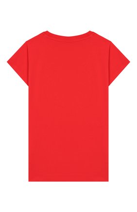Детская хлопковая футболка MOSCHINO красного цвета, арт. HAM02V/LBA10/10A-14A | Фото 2 (Материал внешний: Хлопок; Рукава: Короткие; Статус проверки: Проверена категория; Принт: С принтом; Девочки Кросс-КТ: футболка-одежда)