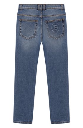 Детские джинсы BALMAIN синего цвета, арт. 6M6750/MD210/12-16 | Фото 2 (Материал внешний: Хлопок; Статус проверки: Проверена категория; Детали: Потертости; Ростовка одежда: 12 лет | 152 см, 16 лет | 164 см)