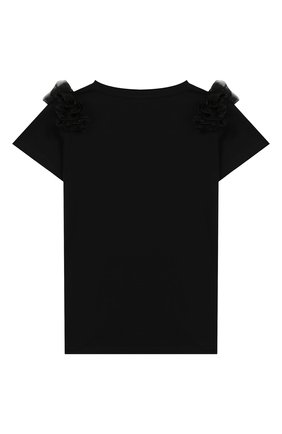 Детская хлопковая футболка BALMAIN черного цвета, арт. 6M8051/MA030/12-16 | Фото 2 (Рукава: Короткие; Материал внешний: Хлопок; Статус проверки: Проверена категория; Девочки Кросс-КТ: футболка-одежда)