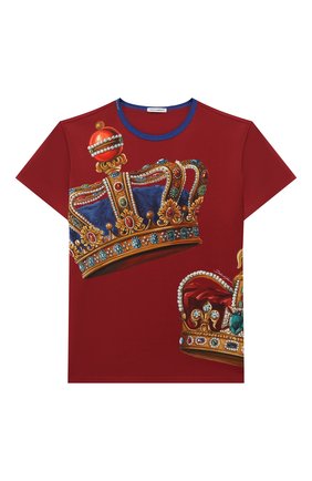 Детская хлопковая футболка DOLCE & GABBANA бордового цвета по цене 11150 руб., арт. L4JT6S/G7VJR/8-14 | Фото 1 Детская хлопковая футболка DOLCE & GABBANA бордового цвета, арт. L4JT6S/G7VJR/8-14 | Фото 1