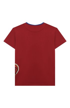 Детская хлопковая футболка DOLCE & GABBANA бордового цвета по цене 11150 руб., арт. L4JT6S/G7VJR/8-14 | Фото 2 Детская хлопковая футболка DOLCE & GABBANA бордового цвета, арт. L4JT6S/G7VJR/8-14 | Фото 2