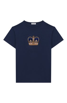 Детская хлопковая футболка DOLCE & GABBANA синего цвета по цене 11900 руб., арт. L4JT6S/G7VJS/2-6 | Фото 1 Детская хлопковая футболка DOLCE & GABBANA синего цвета, арт. L4JT6S/G7VJS/2-6 | Фото 1