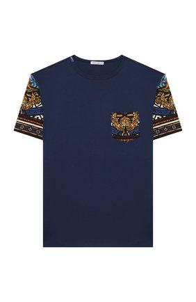 Детская хлопковая футболка DOLCE & GABBANA темно-синего цвета по цене 10450 руб., арт. L4JTBF/G7VYA/2-6 | Фото 1 Детская хлопковая футболка DOLCE & GABBANA темно-синего цвета, арт. L4JTBF/G7VYA/2-6 | Фото 1